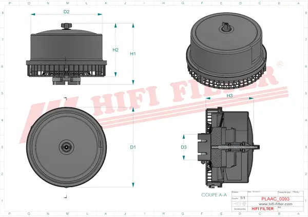 Rysunek wymiarowy Filtr wstepny CPC 032P102D001