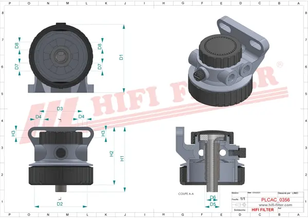 Rysunek wymiarowy Glowica filtra ropy MO 2051