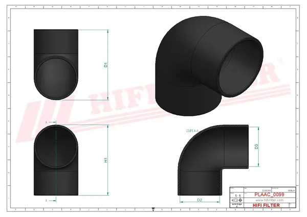 Rysunek wymiarowy Kolanko SAT 01SCB114001