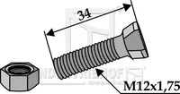  Śruba płużna stożkowa z nakrętką M12X34, 12.9 INDUSTRIEHOF ŚRU-PŁUG-S-12X34-12.9-IND