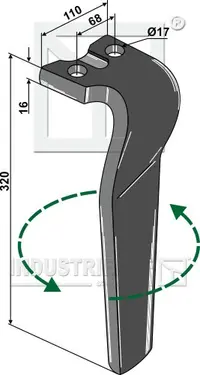  Ząb brony aktywnej, lewy INDUSTRIEHOF RH-68-L.97