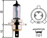  Żarówka 12V 60/55W-H4-P43T HELLA- long life ŻAR.12V60/55W-H4-P43T-H-LL