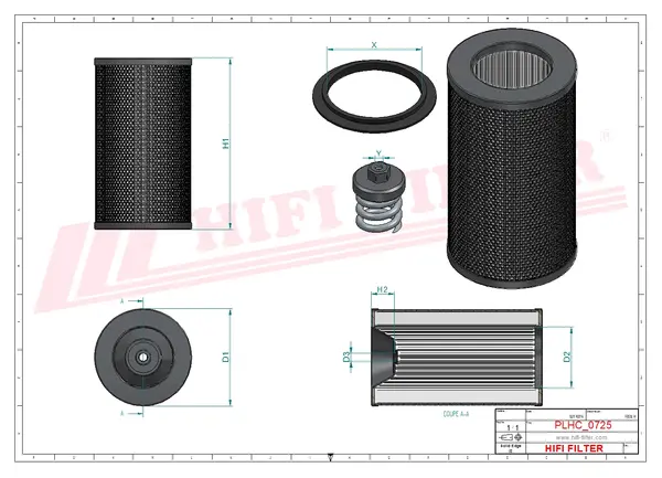 Rysunek wymiarowy Zestaw filtra hydraulicznego KH 63554