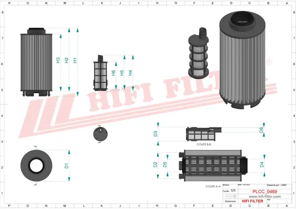 Rysunek wymiarowy Zestaw filtrów paliwa KN 70434